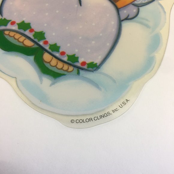 Vtg Impact Plastics Color Clings Happy Holidays Snowman Angels Christmas Winter - Picture 6 of 11